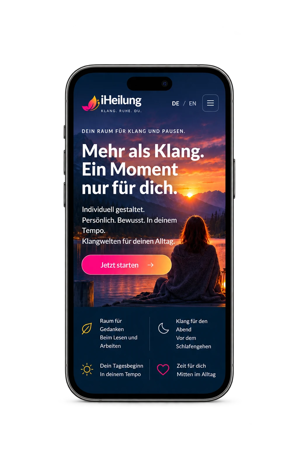 Mobile iHeilung-Website auf einem Smartphone