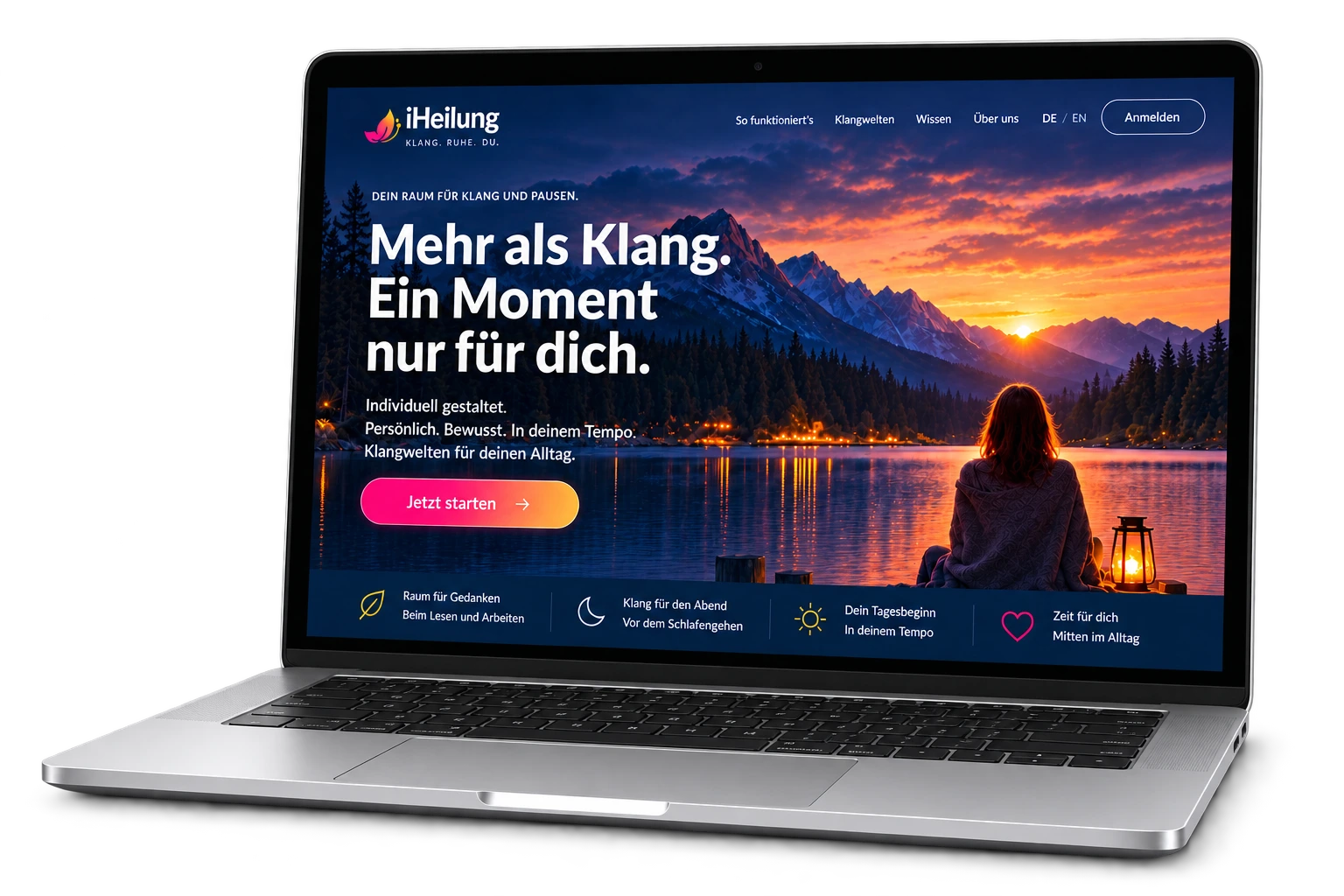 Laptop mit der iHeilung-Website