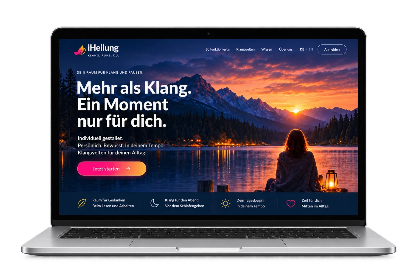Die responsive iHeilung-Website auf einem Laptop